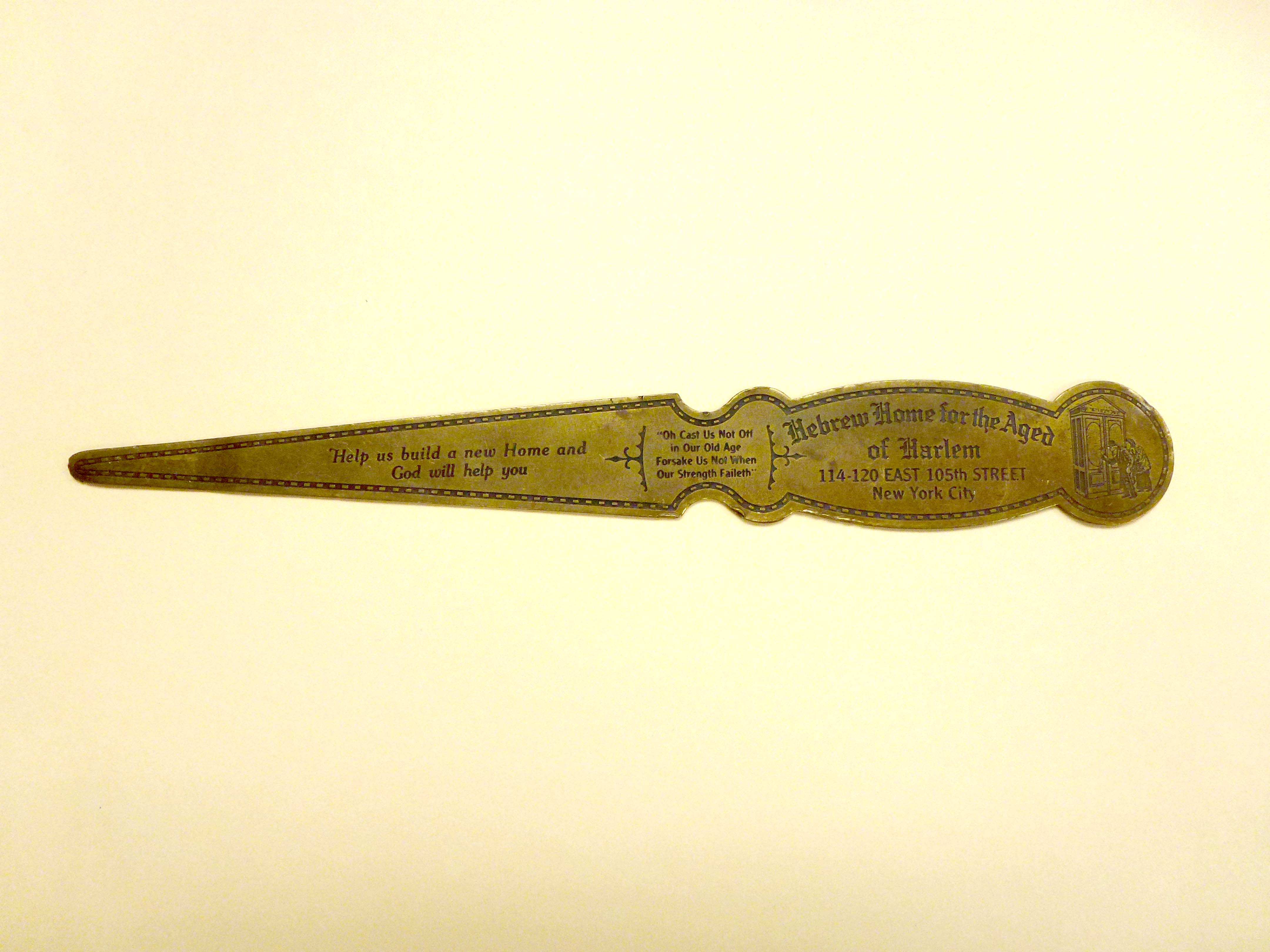 Hebrew Home for the Aged of Harlem Letter Opener