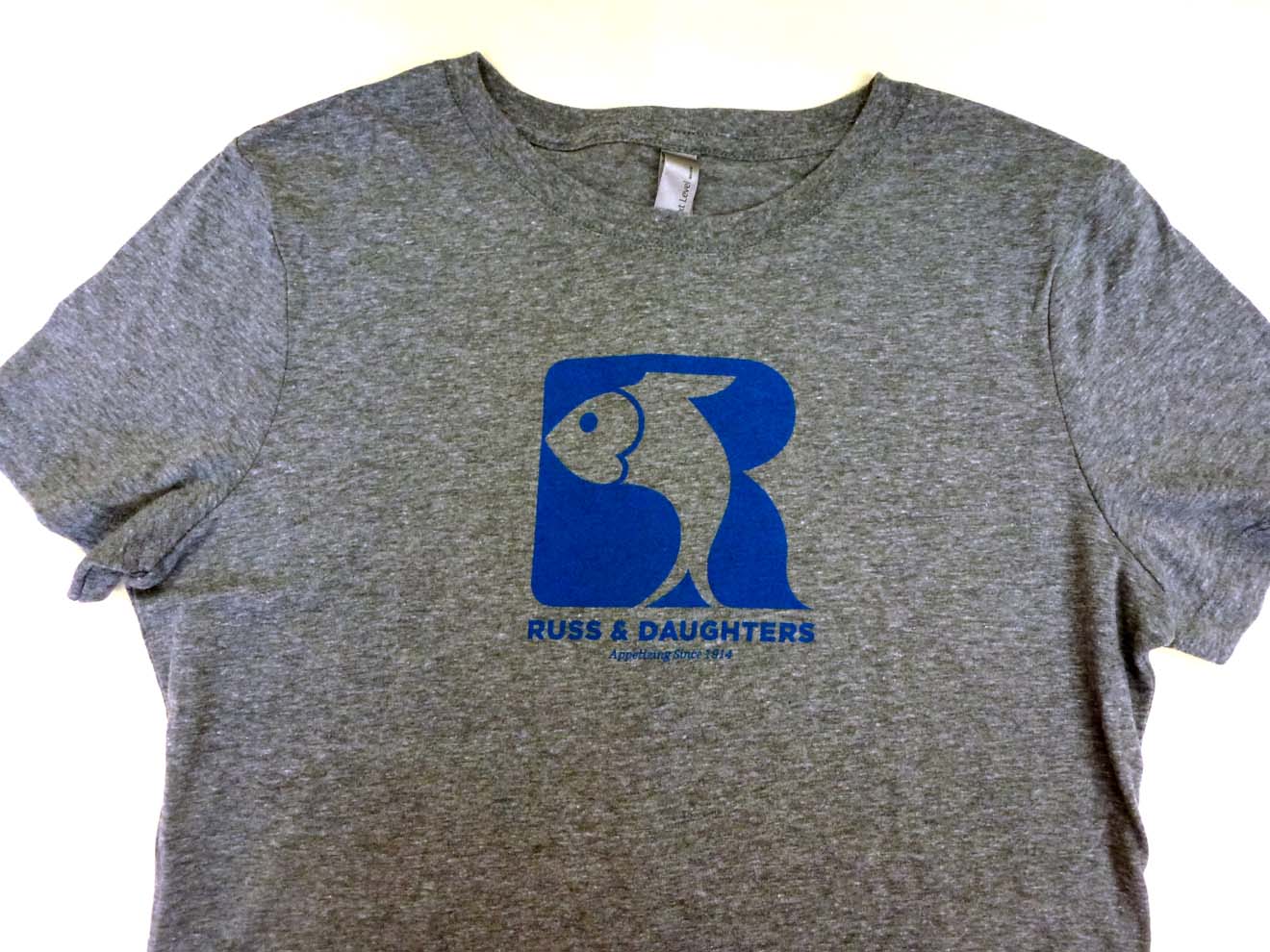 Russ & Daughters Appetizing Since 1914 Grey with Blue Log and Lettering