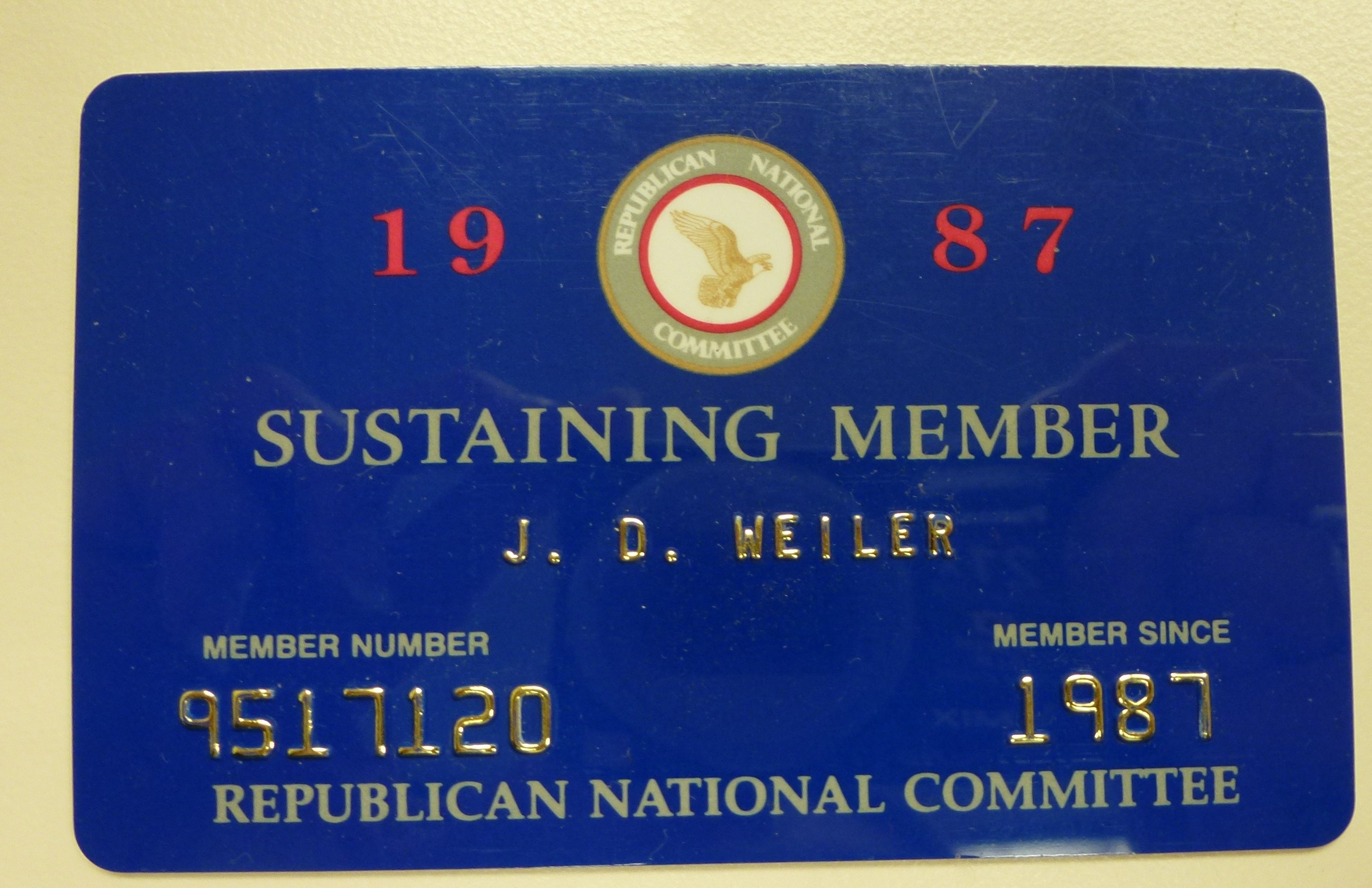 Membership card of Jack D. Weiler